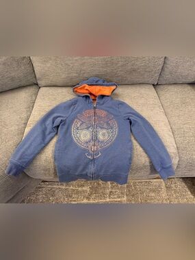 Lucky Brand Kids Blue Zip Hoodie with Orange Hood Lining Lucky Brand